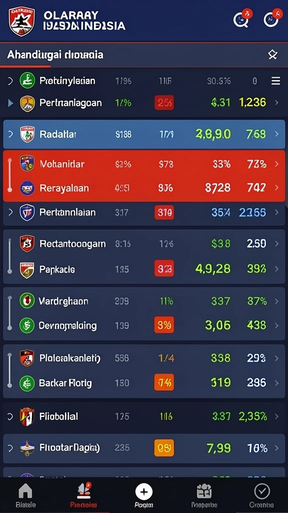Berbagai pilihan taruhan yang tersedia untuk pemain.